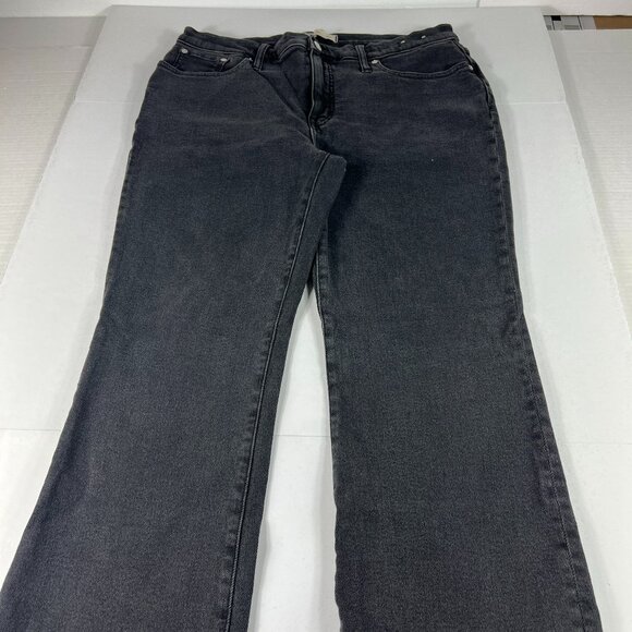 Madewell Jeans Womens Measured 35x25 Mid Rise Kick Out Black Denim Hemmed Tag 31 - Picture 1 of 16